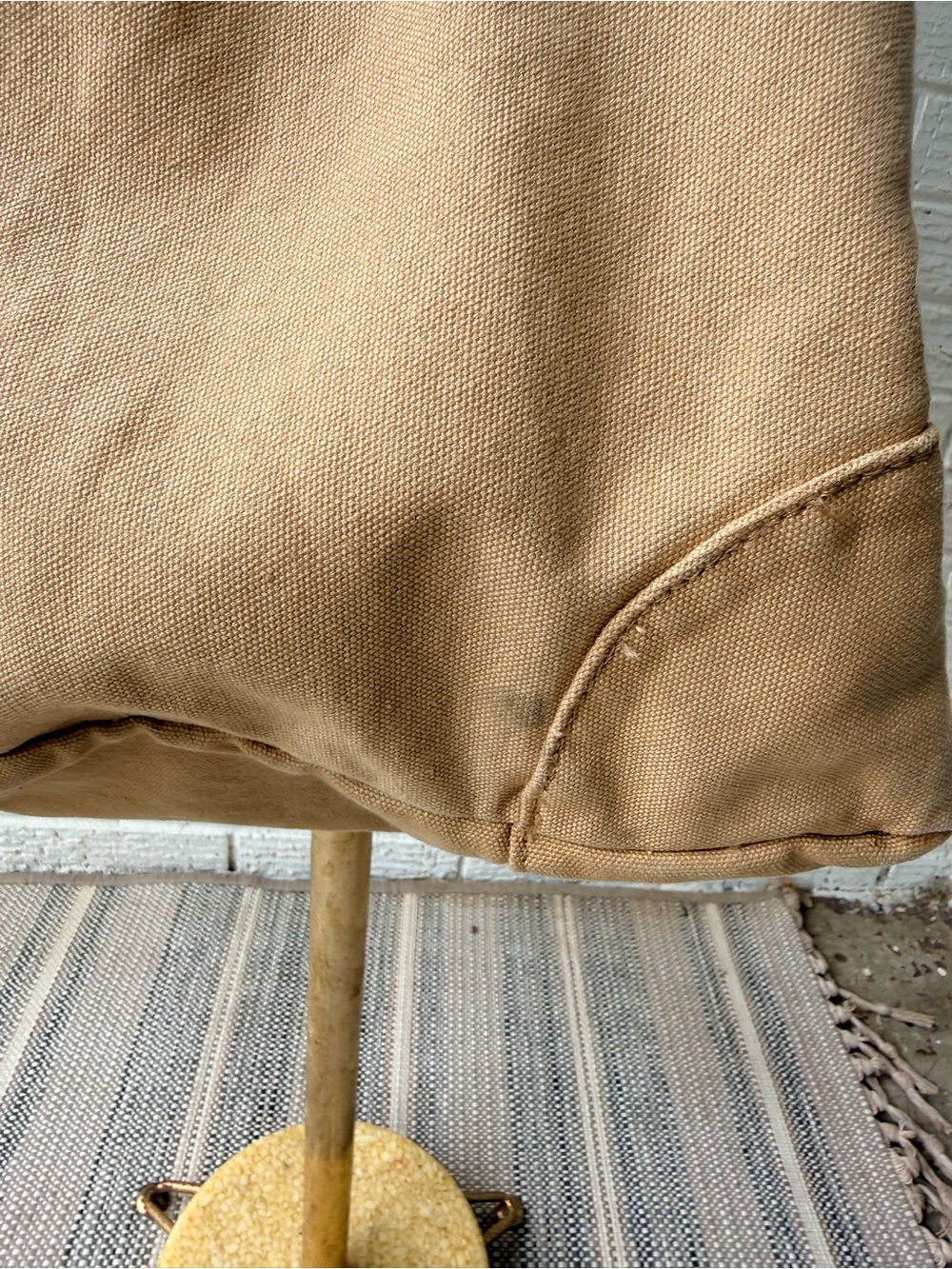 J.CREW Canvas Tote Bag Tan Khaki Large Weekender Vintage Snap Thick Cotton - Picture 3 of 7